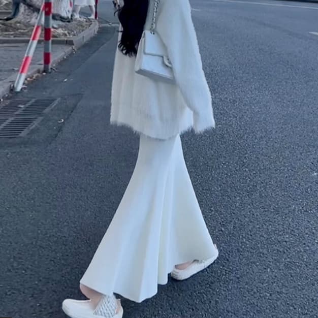 黒 スカート エレガントワイド ロングフレアスカート