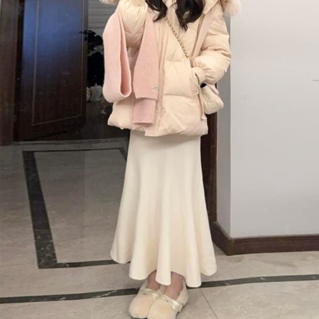 黒 スカート たっぷりシルエット美ライン ロングフレアスカート