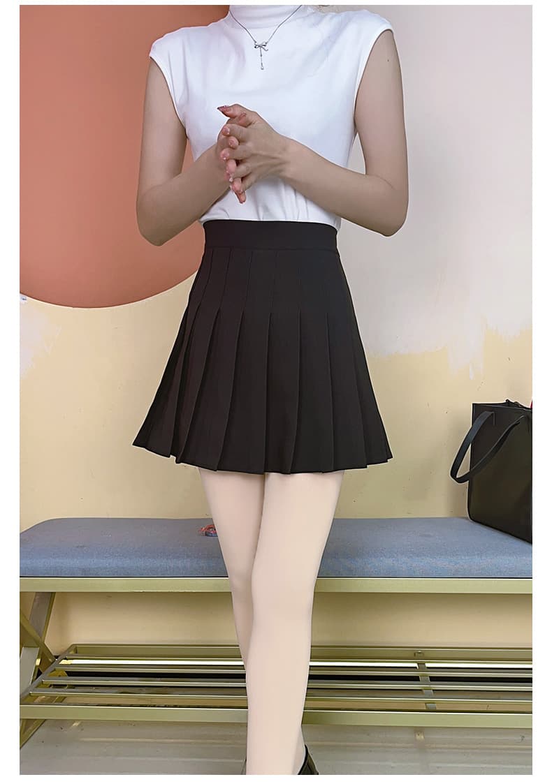 黒 スカート シンプル プリーツスカート 制服風