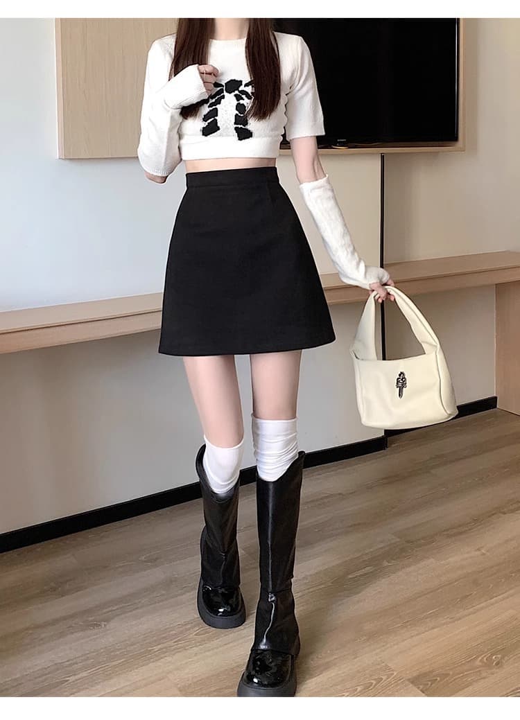 黒 スカート シンプル ハイウエスト ミニスカート