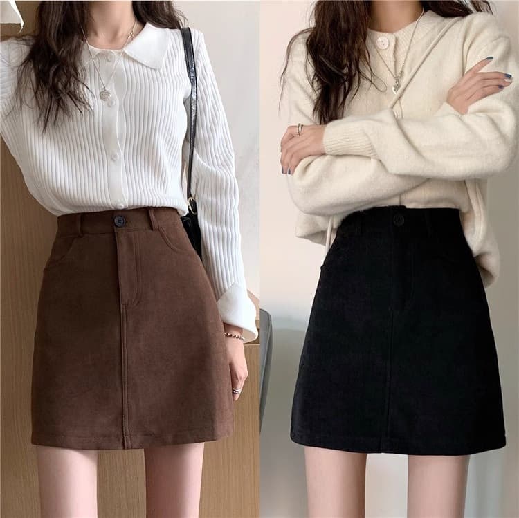 黒 スカート すっきりシルエット ミニスカート