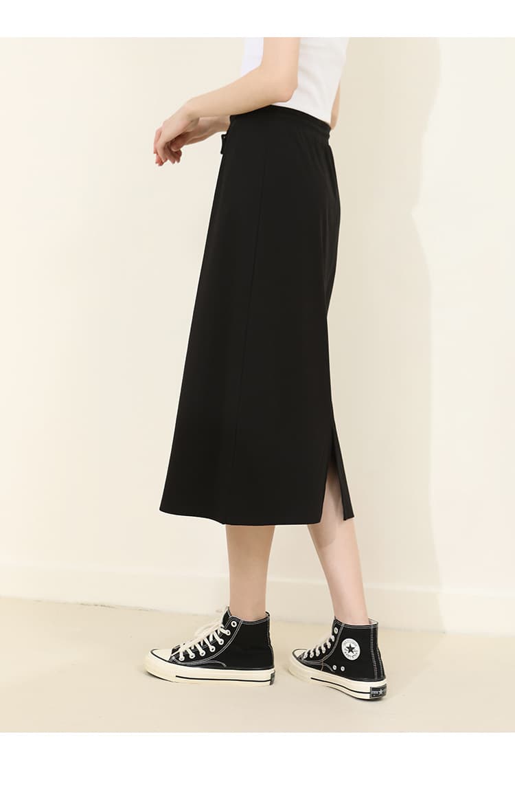 黒 スカート シンプルドロストタイトスカート