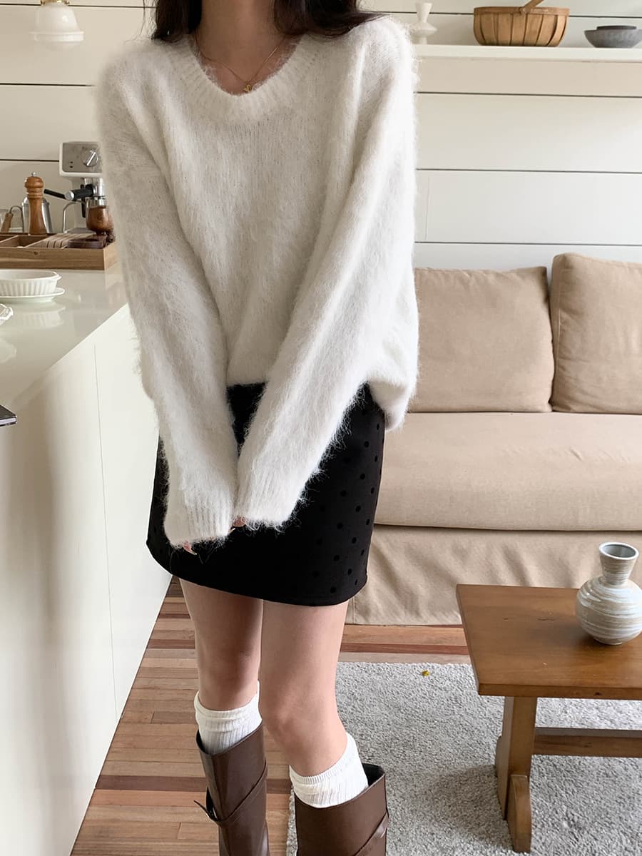 黒 スカート 大人可愛い水玉ドット柄ミニスカート