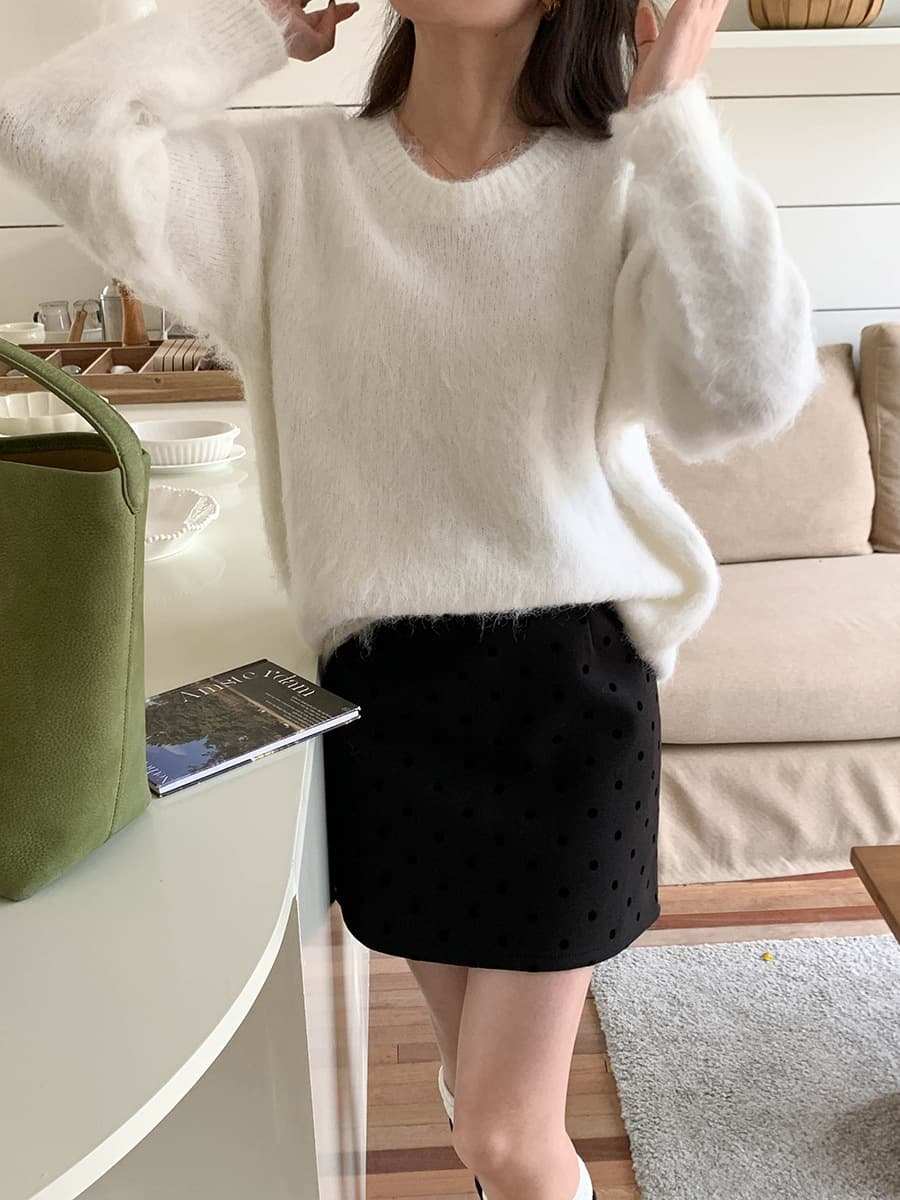 黒 スカート 大人可愛い水玉ドット柄ミニスカート