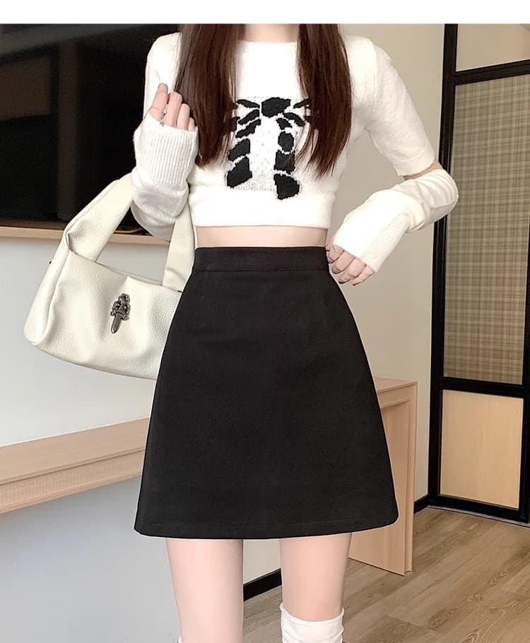 黒 スカート シンプル ハイウエスト ミニスカート