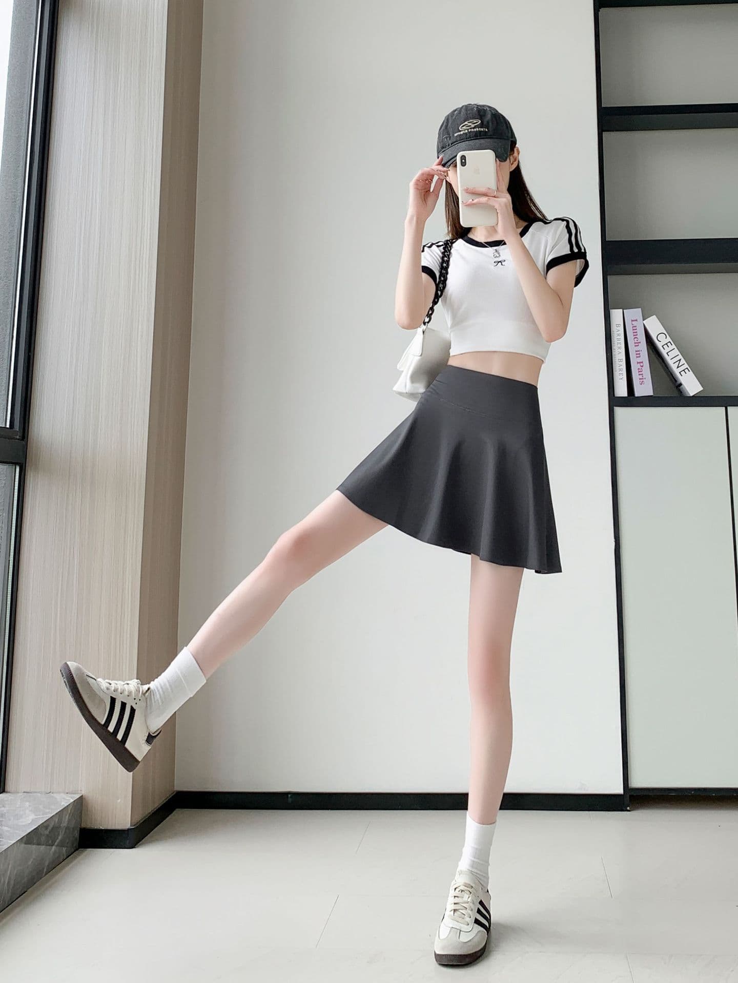 黒 スカート シンプル フレアミニスカート