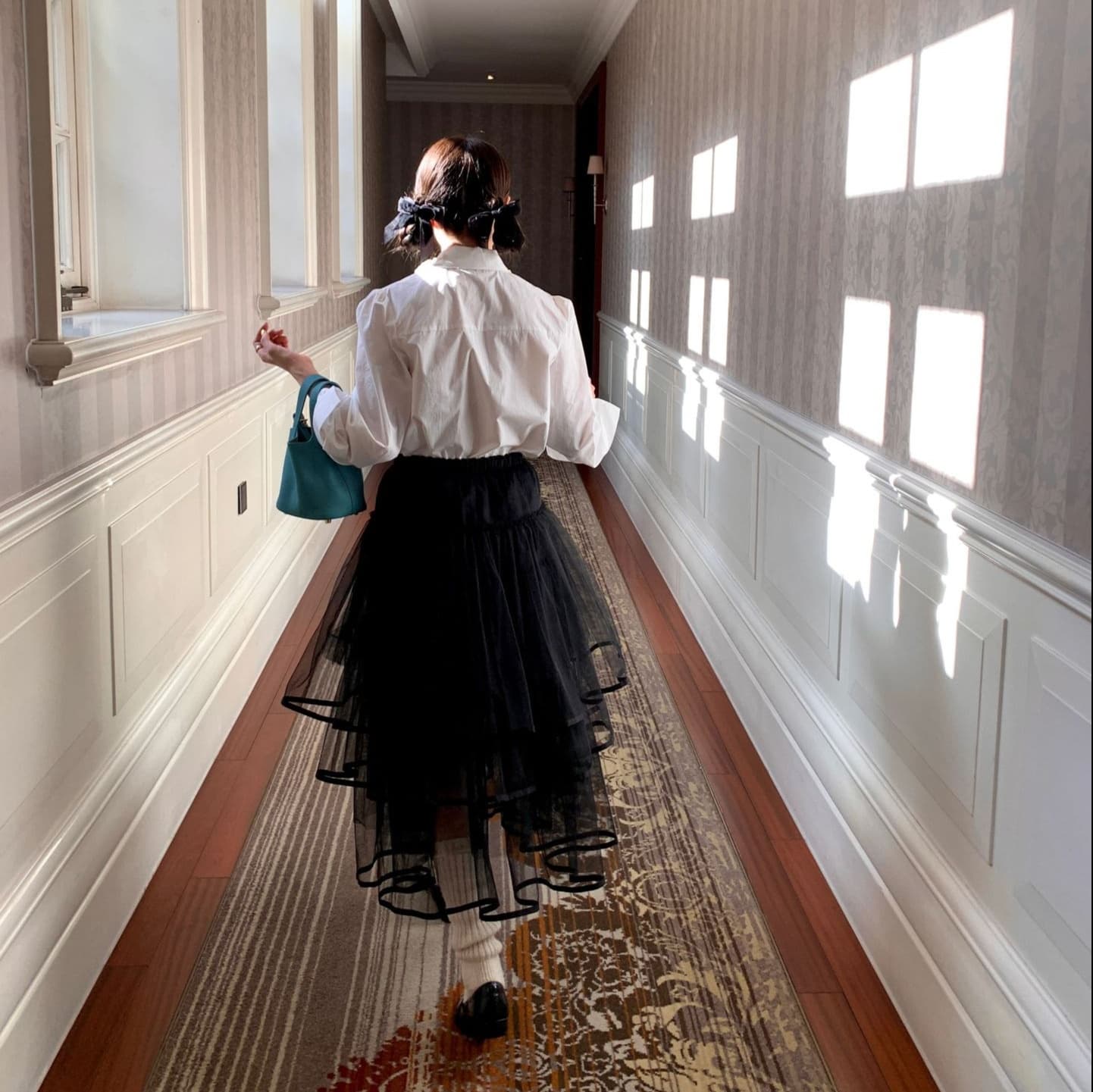 黒 スカート チュールレイヤードスカート