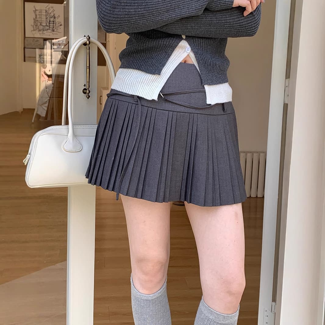 黒 スカート ベーシックプリーツミニスカート
