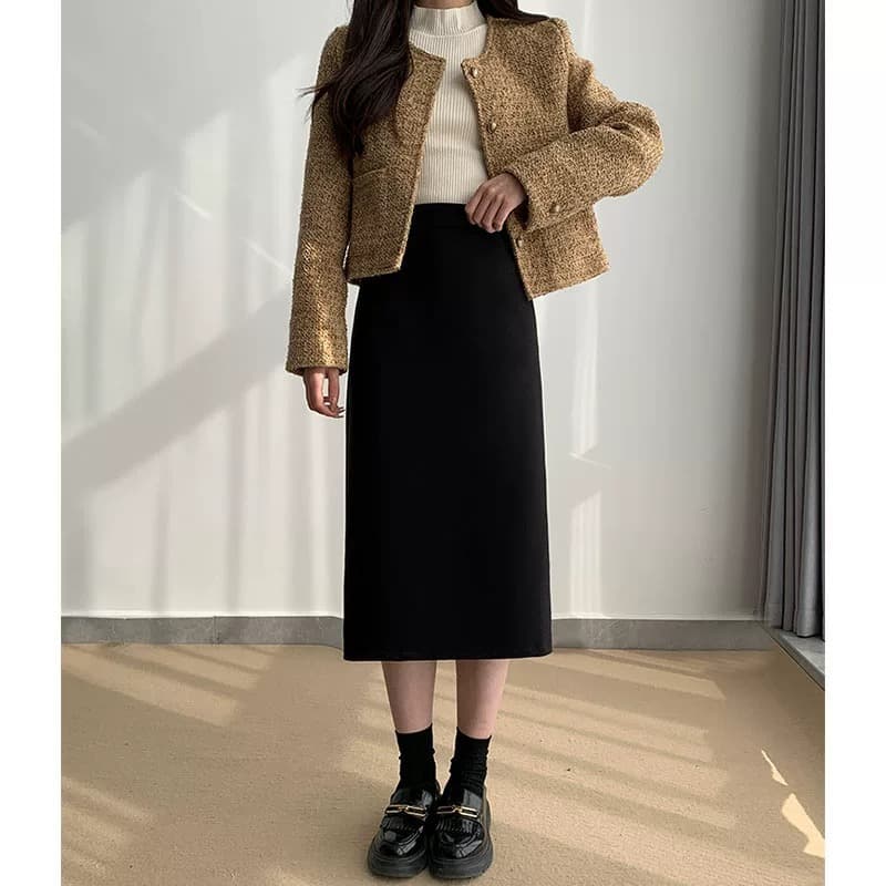 黒 スカート はかまシルエット ミディ丈スカート