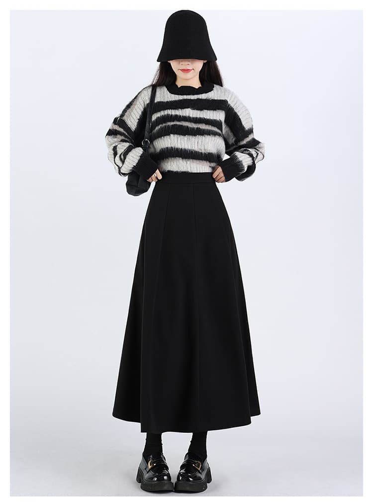 黒 スカート マキシ丈フレア ロングスカート