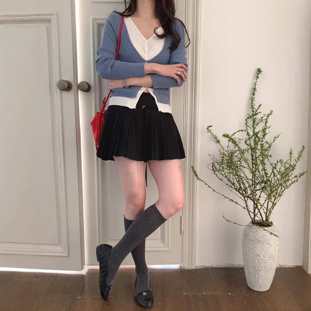 黒 スカート ベーシックプリーツミニスカート