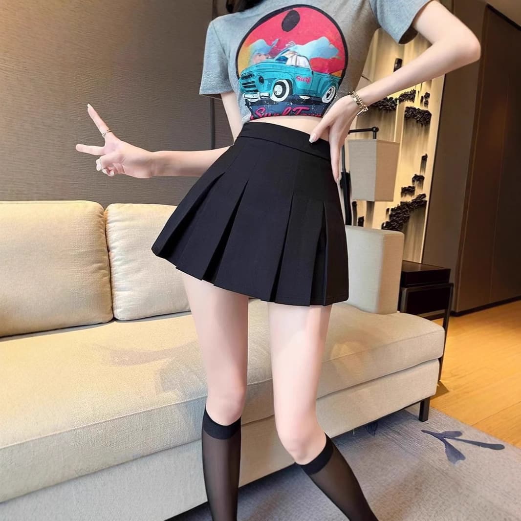 黒 スカート プリーツミニスカート