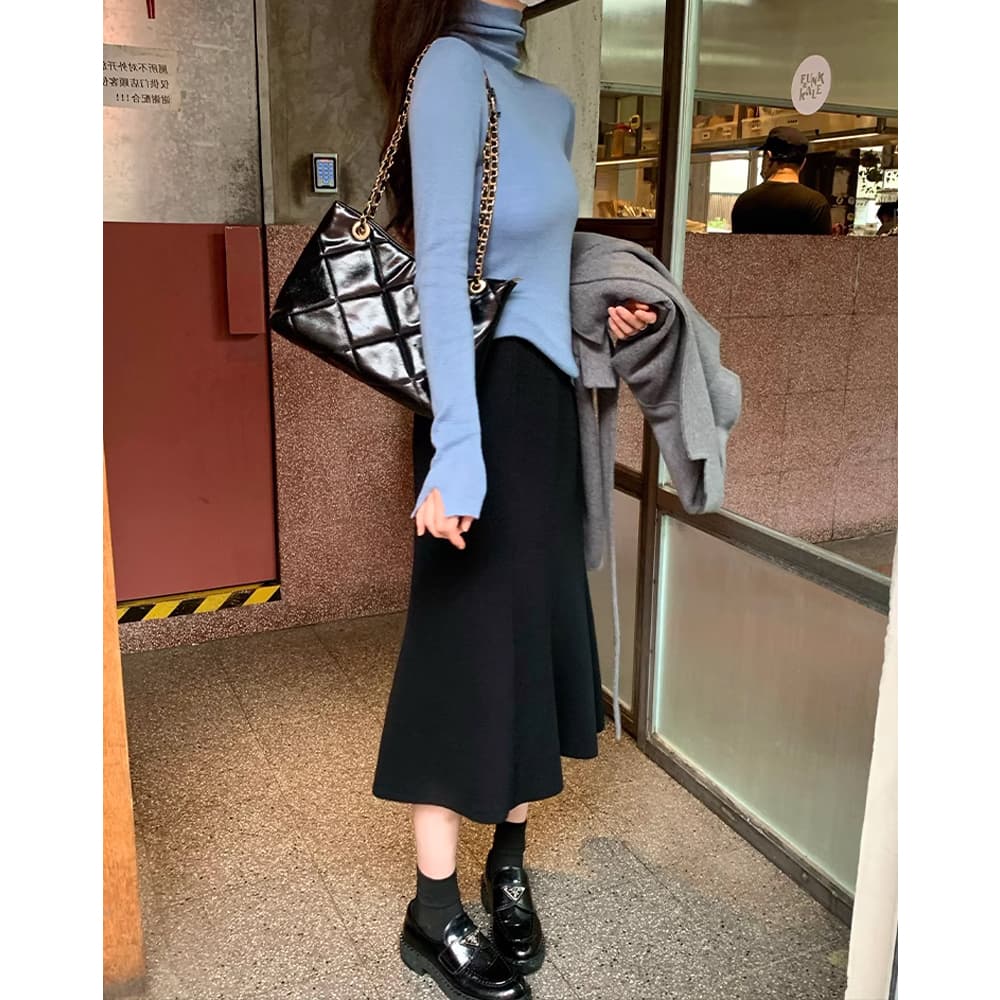 黒 スカート シンプル マーメイドライン ロングスカート