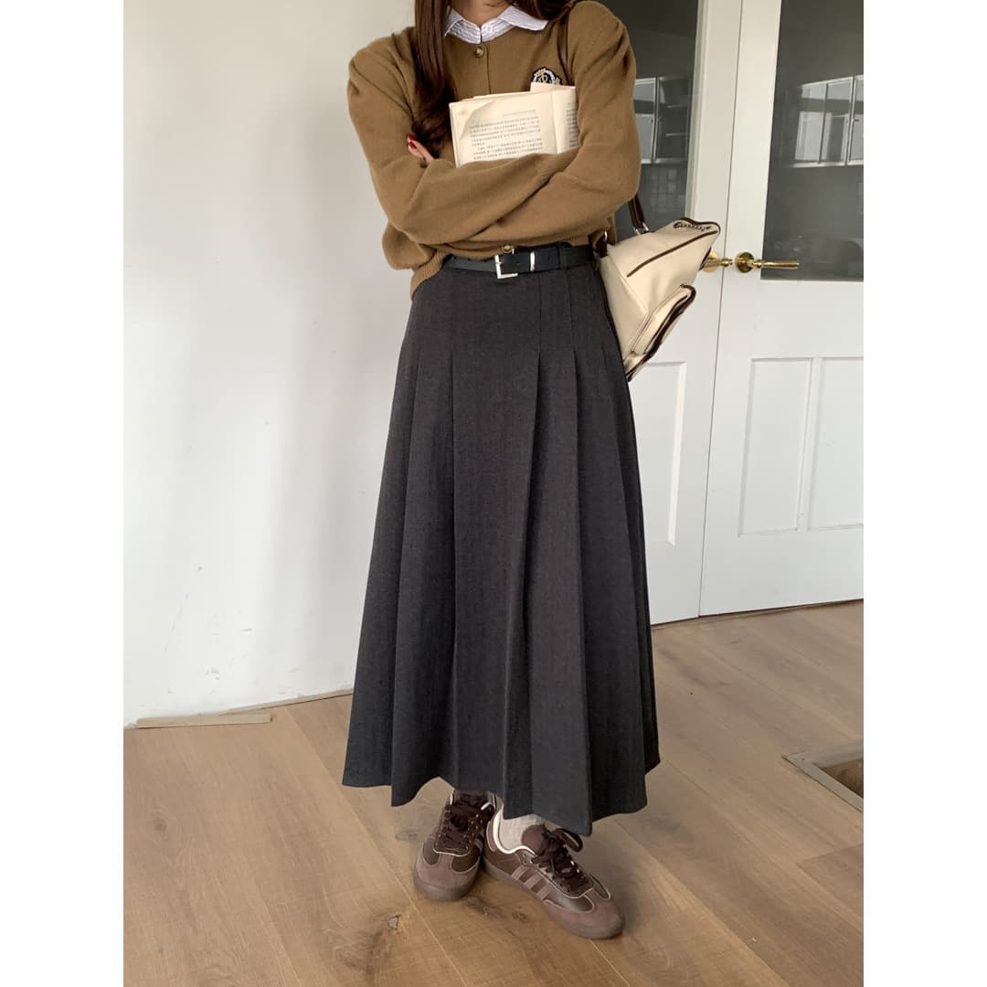 黒 スカート プリーツ ロング スカート