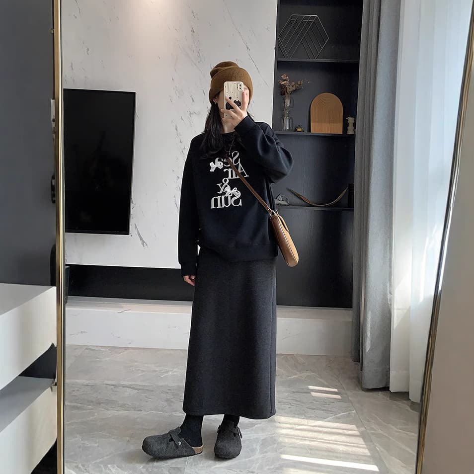 黒 スカート 上質な日常使い ロングスカート