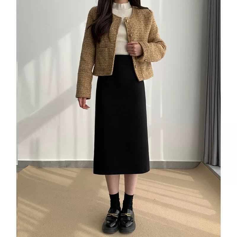 黒 スカート はかまシルエット ミディ丈スカート