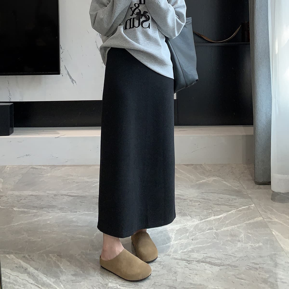黒 スカート 上質な日常使い ロングスカート