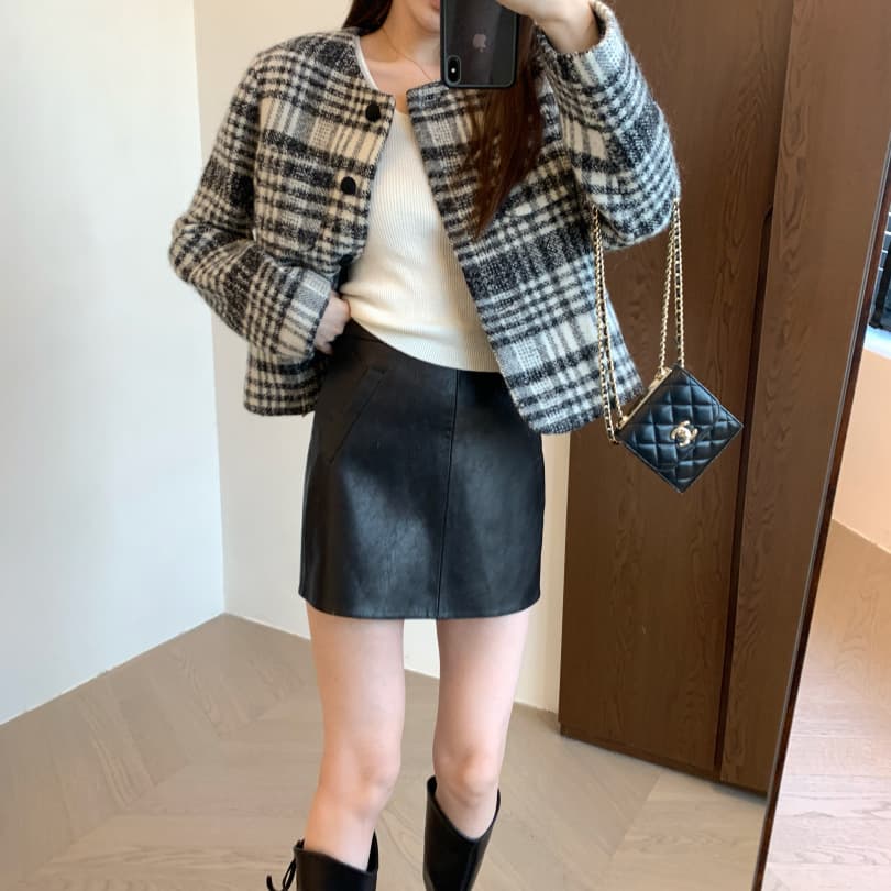 黒 スカート シンプルベーシックレザーミニスカート