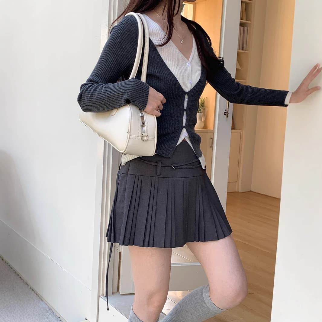 黒 スカート ベーシックプリーツミニスカート