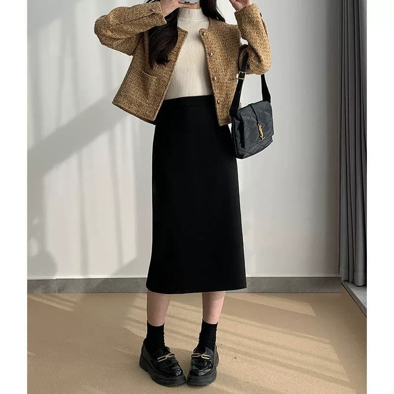 黒 スカート はかまシルエット ミディ丈スカート