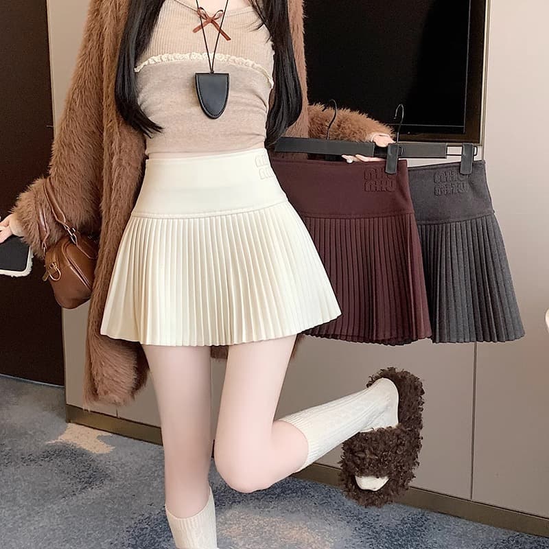 黒 スカート プリーツリブ ミニスカート